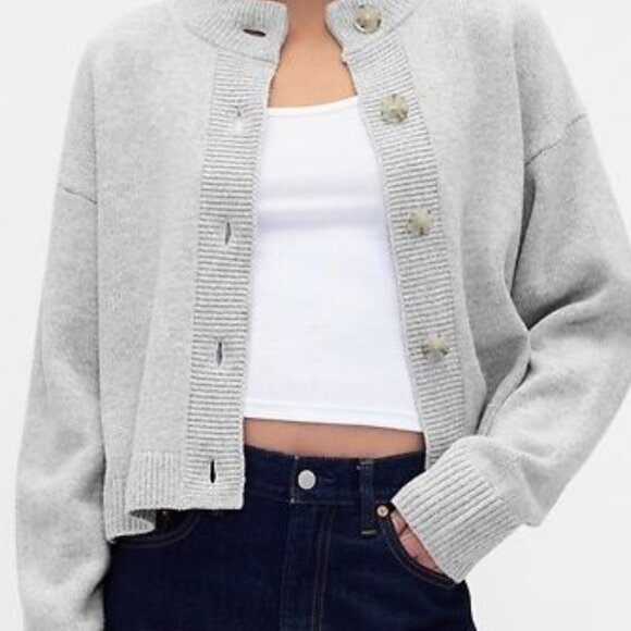 Gap Women's CashSoft Oversized Chunky Cardigan in Lt Heather Grey Size Large - Picture 2 of 6